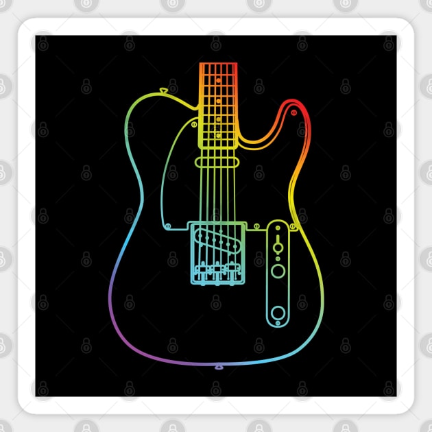 T-Style Electric Guitar Body Colorful Outline Magnet by nightsworthy